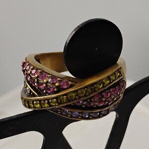 ❤️HEIDI DAUS Multi Colored Ring Pink and Green Size 7